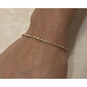 14k Yellow Gold Rope Bracelet 7" Locking Clasp 3.34 Grams